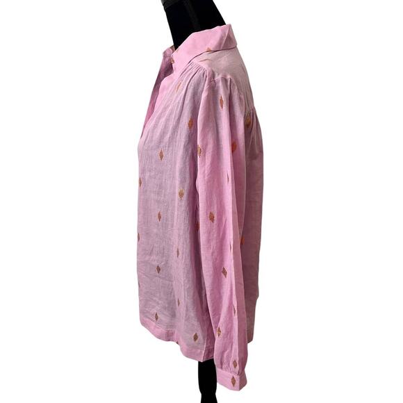 Alix of Bohemia Antigone Pink Jamdani Shirt - Small - Picture 3 of 5